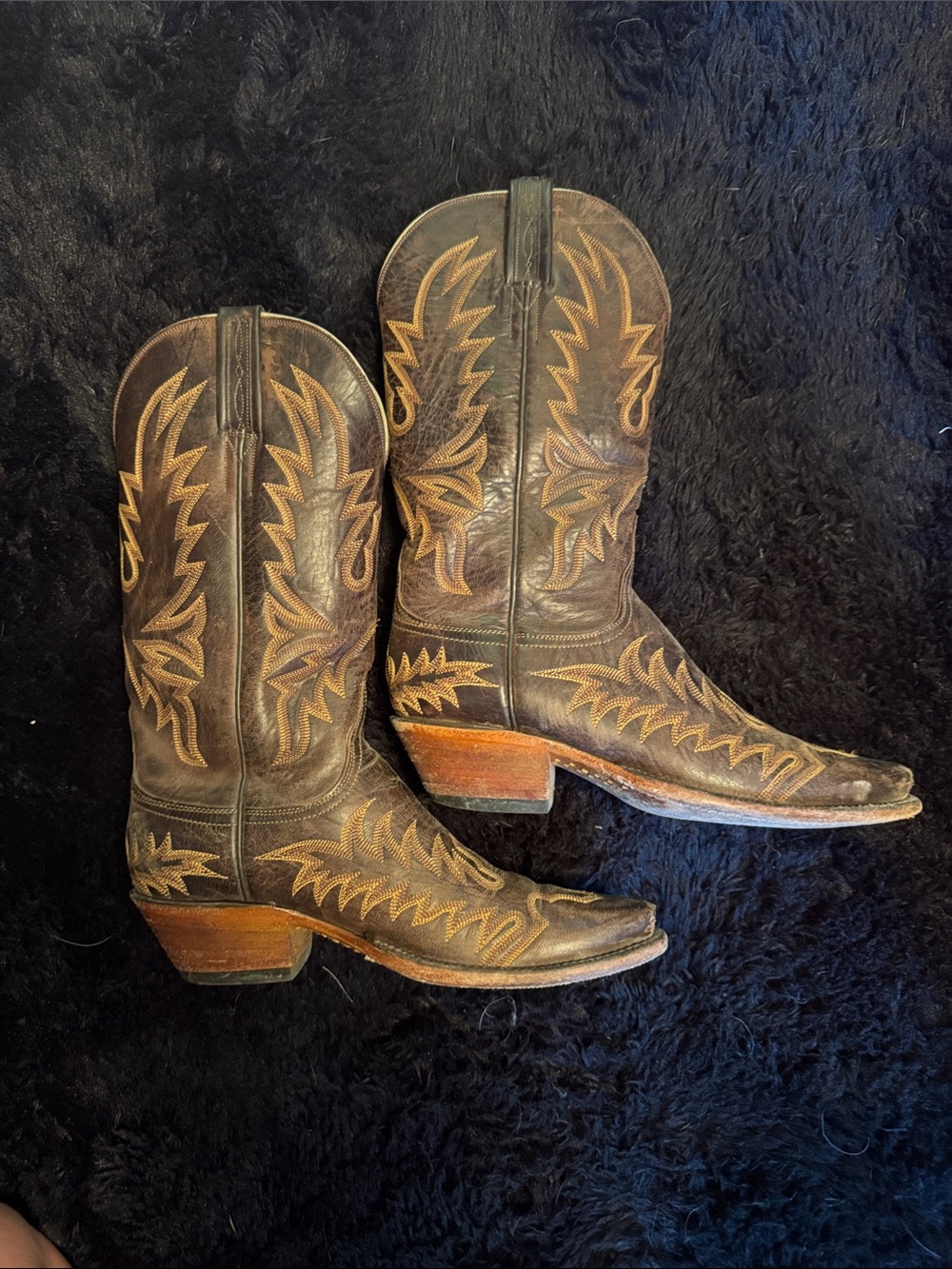 Lucchese Women's Brown Embroidered Western Cowboy Boots